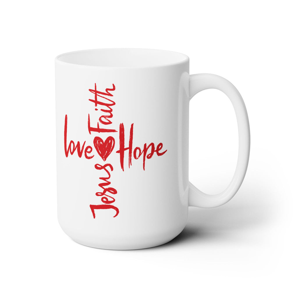 Red Cross Christianity Coffee Tea Mug Gift Home Anniversary Wedding Love 15oz