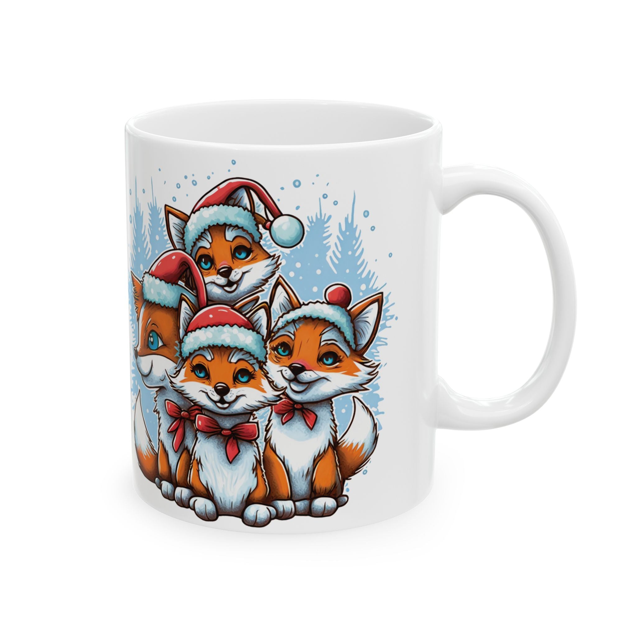 Christmas Mug Fox Mug Unique Funny Mug Ceramic Cute Coffee Cup Holiday Fox Gift
