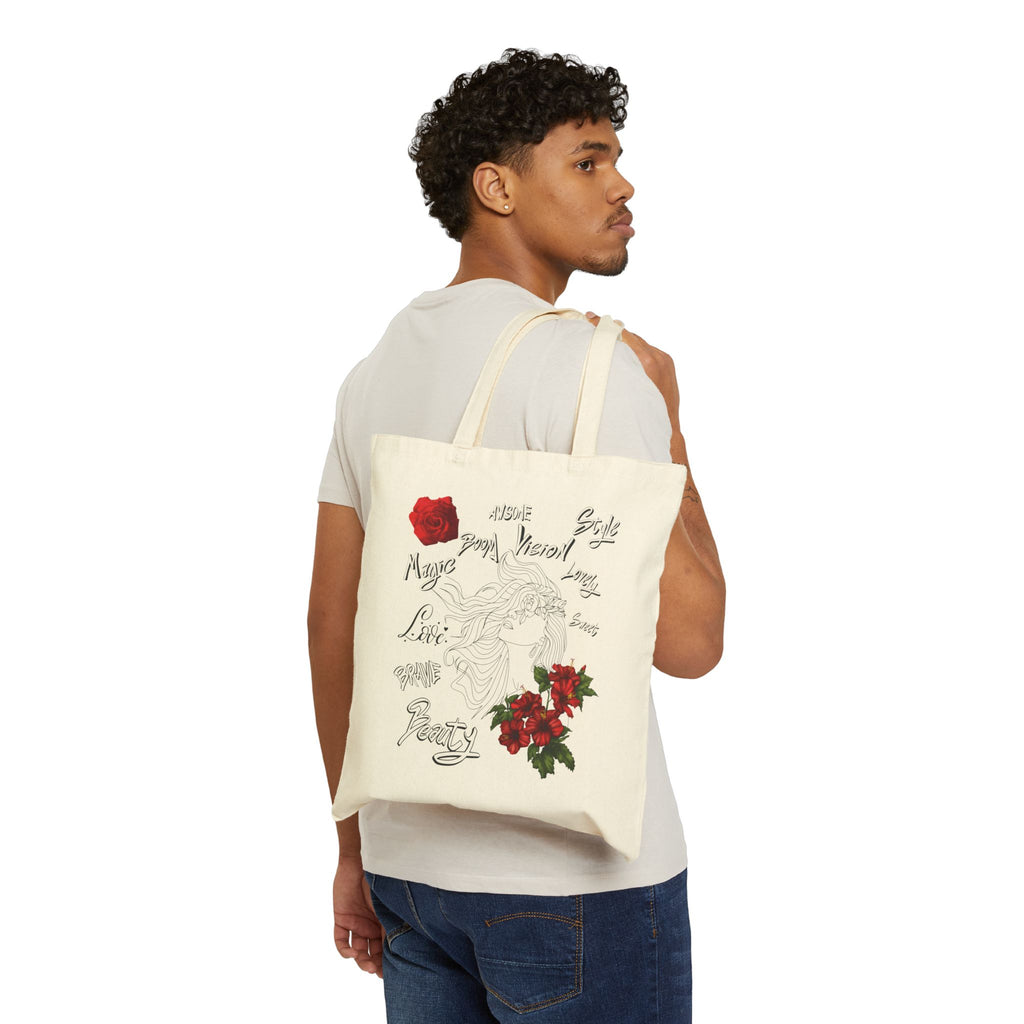 Women's Tote Bag Flower Cotton Canvas Bag For School Best Gift For Wife Family Best Gift