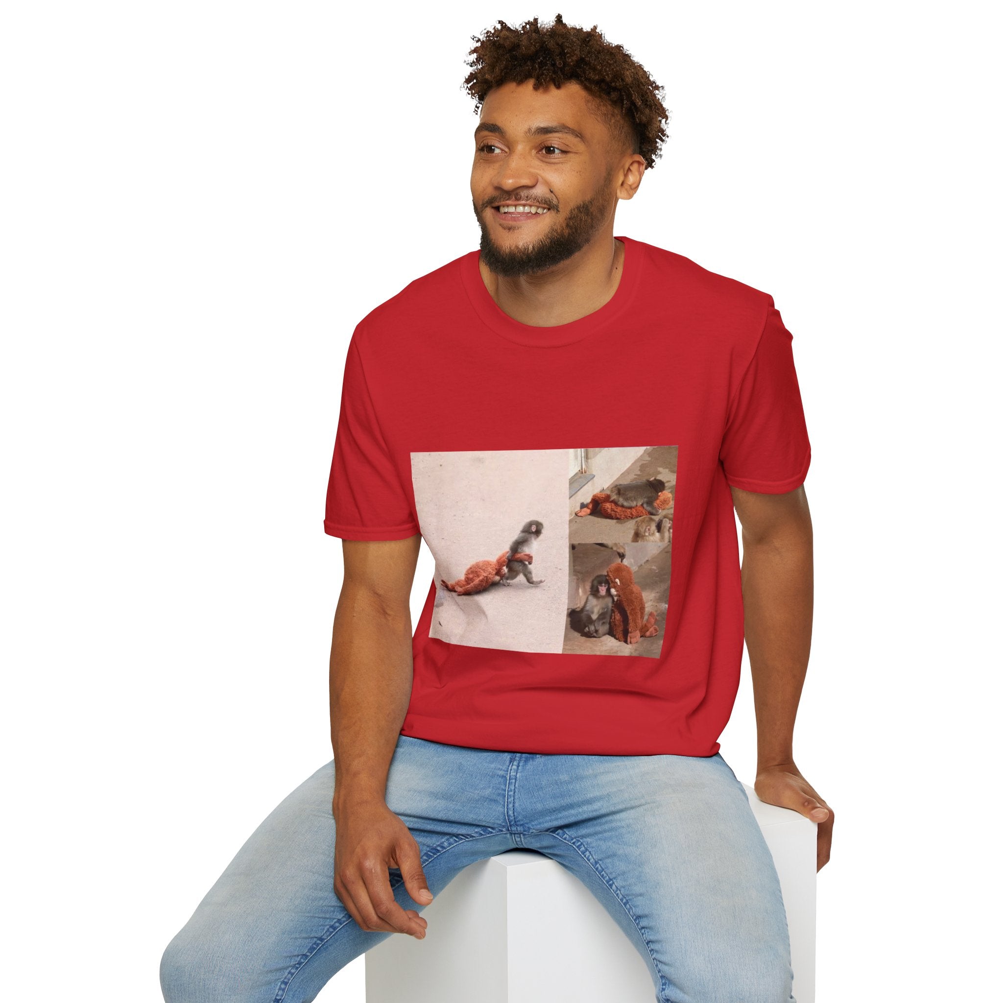 Funny Punch Monkey Viral Animal Tshirt Cute Trendy Unisex Softstyle T-Shirt Gift