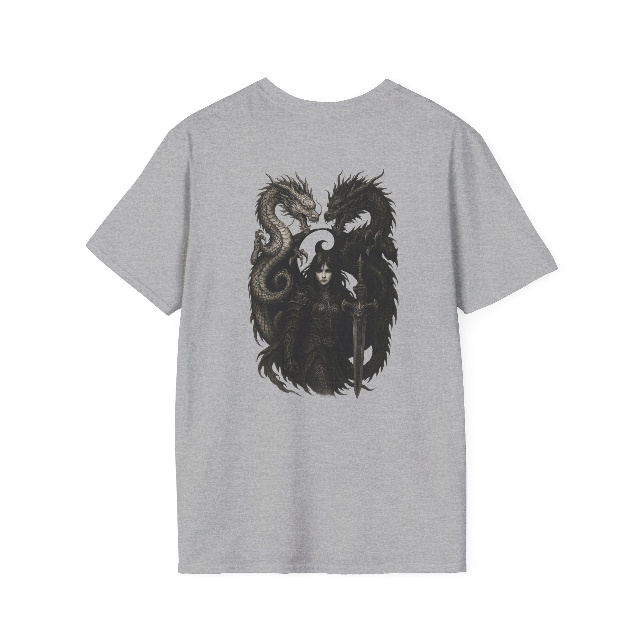 Dragon T-shirt Men Women Graphic Tee Clothing Apparel Symbol Ying Yang In Back