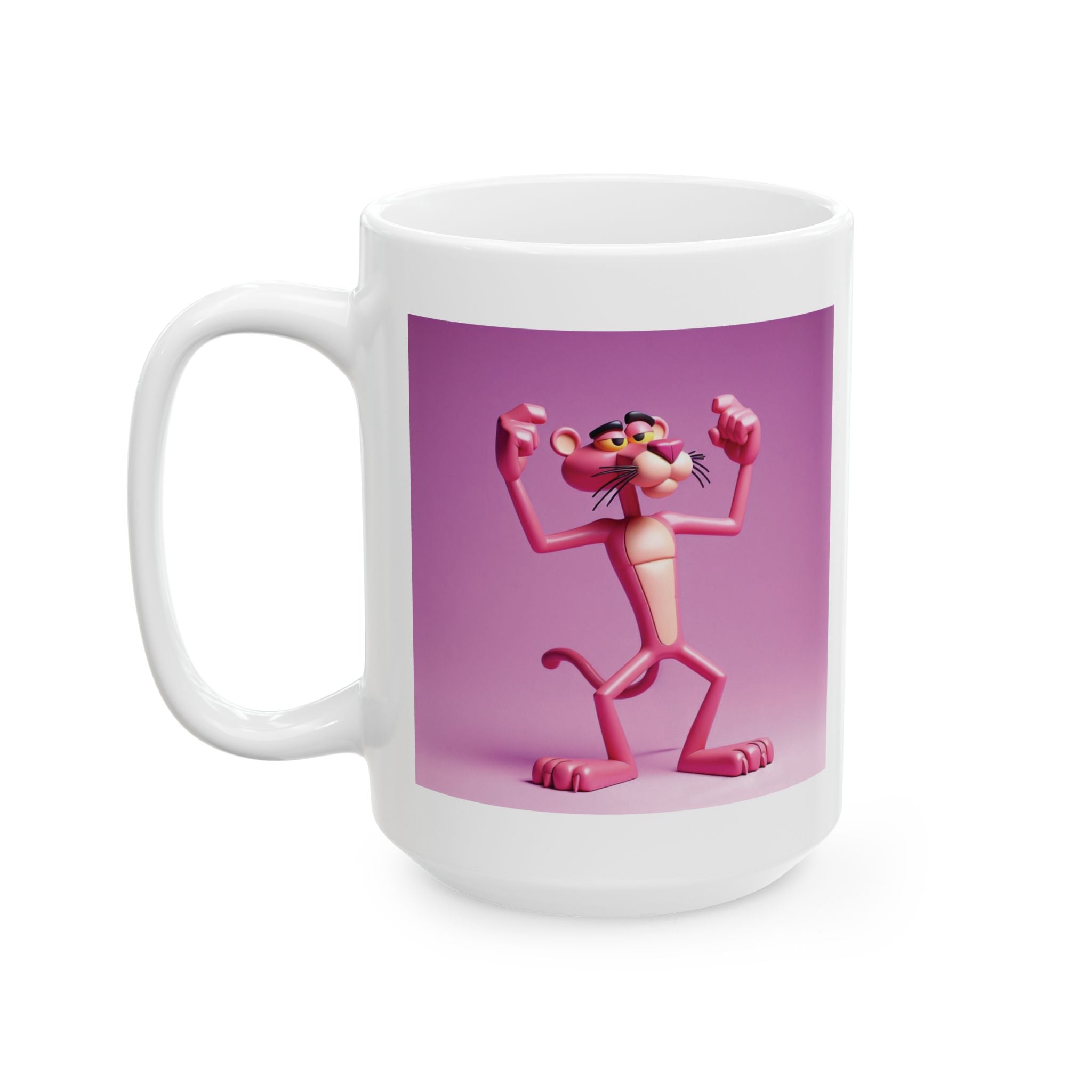 3D Pink Panther Mug Classic Cartoon Ceramic Mug Tea Coffee Cup Gift Ideas Kids 11oz