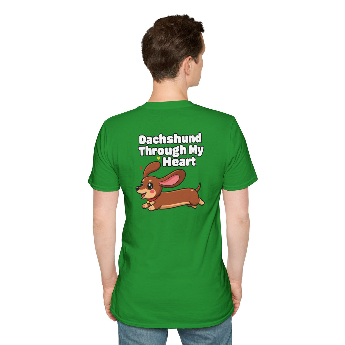 Cute Dachshund Shirt Dachshund Through My Heart Funny Dog Lover Unisex Softstyle Tee Gift
