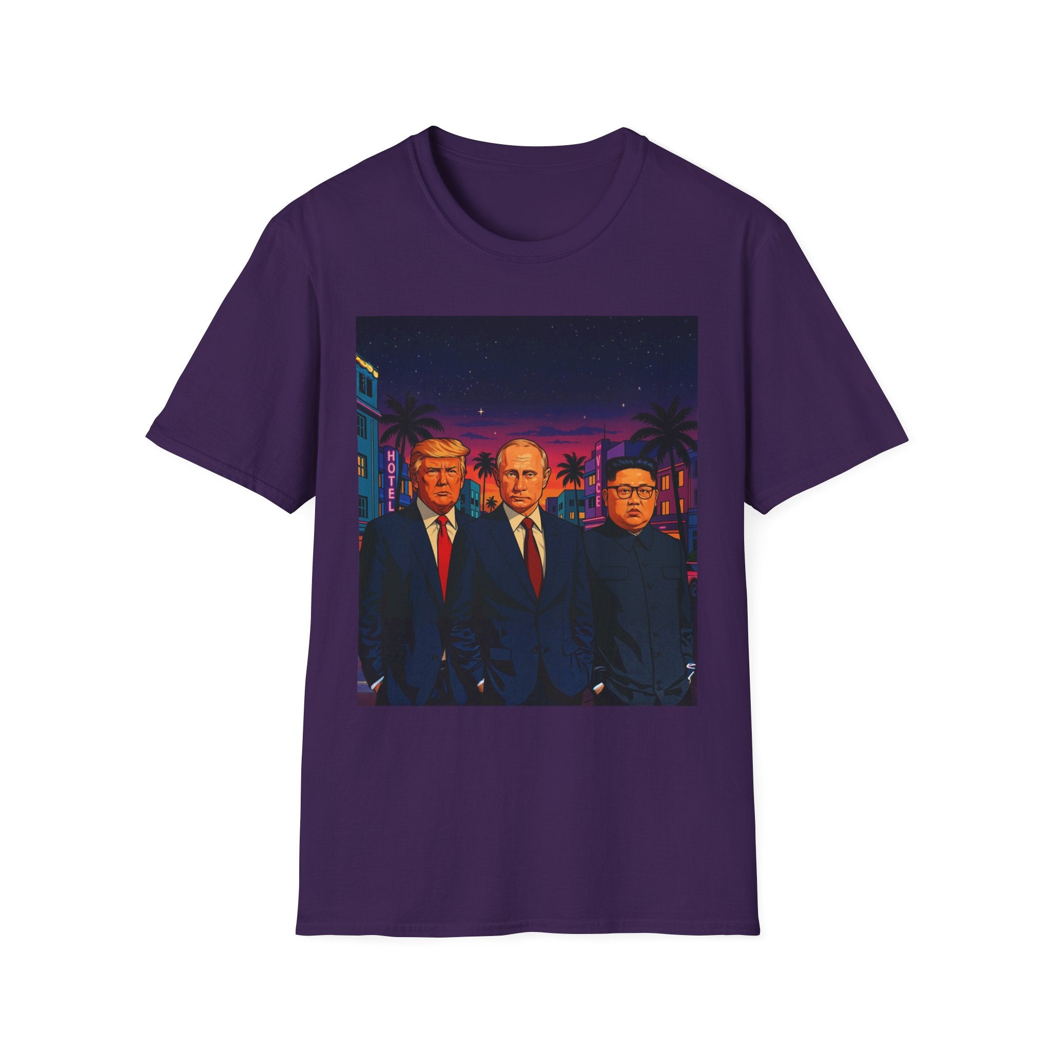 Funny Donald Trump Kim Putin in Miami T-Shirt Unique Unisex Softstyle Gift New