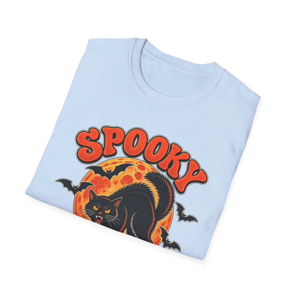 Retro Black Cat Halloween Shirt | Vintage Spooky Season Graphic Tee | Womens Halloween T-Shirt