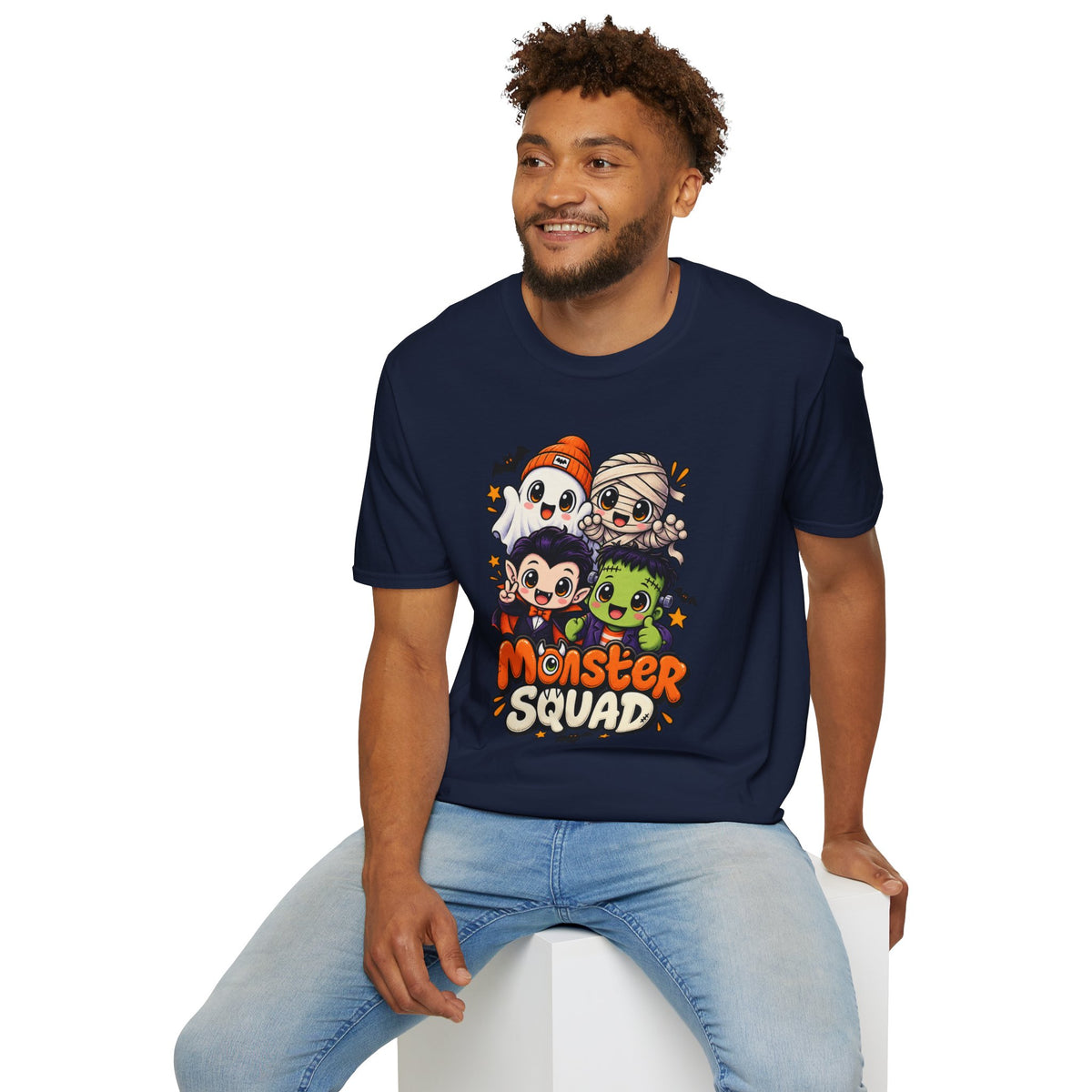 Funny Monster Squad Shirt | Cute Kawaii Halloween Tee | Ghost Mummy Vampire Frankenstein Graphic T-Shirt