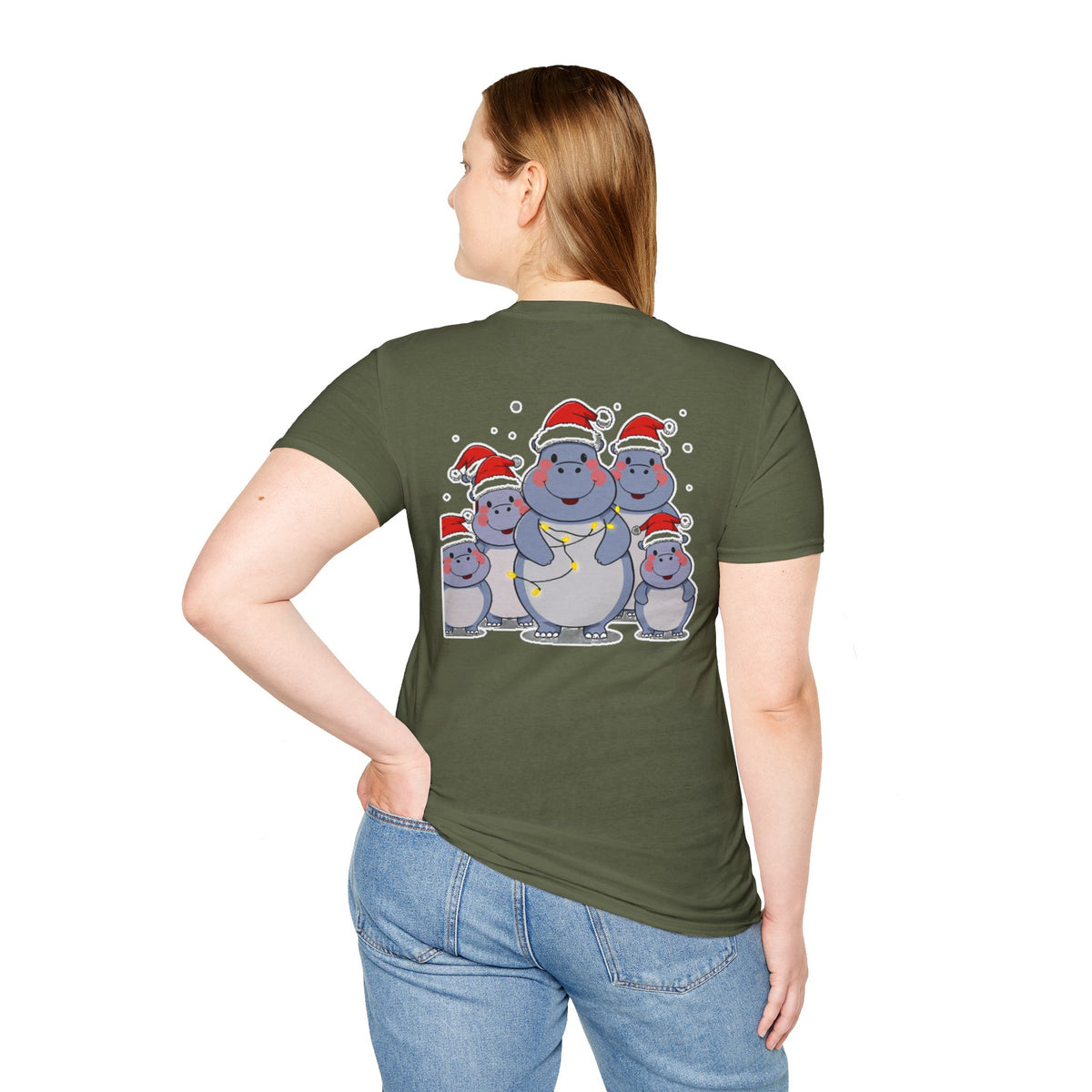 Christmas Hippos Family T-Shirt | Cute Cartoon Unique Holiday Gift Shirt