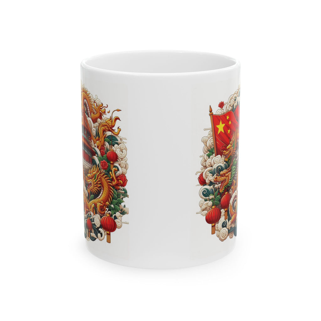 China Mug Chinese Dragon Flag Tea Coffee Cup Unique Gift Tourists Ceramic Mug 11oz