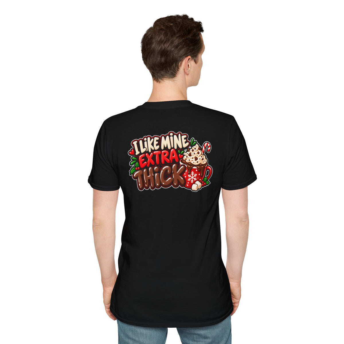 Funny Christmas Pun Tee Cheeky Holiday Shirt Dark Humor Funny Shirt I LIKE MINE EXTRA THICK T-Shirt Unique Gift