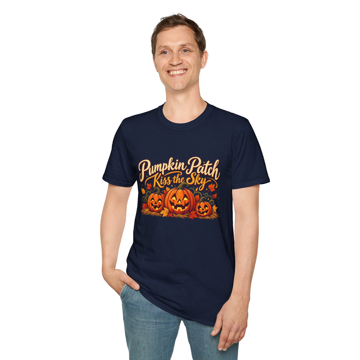 Pumpkin Patch Kiss the Sky Shirt | Cute Fall Jack-O'-Lantern Graphic Tee | Womens Halloween T-Shirt