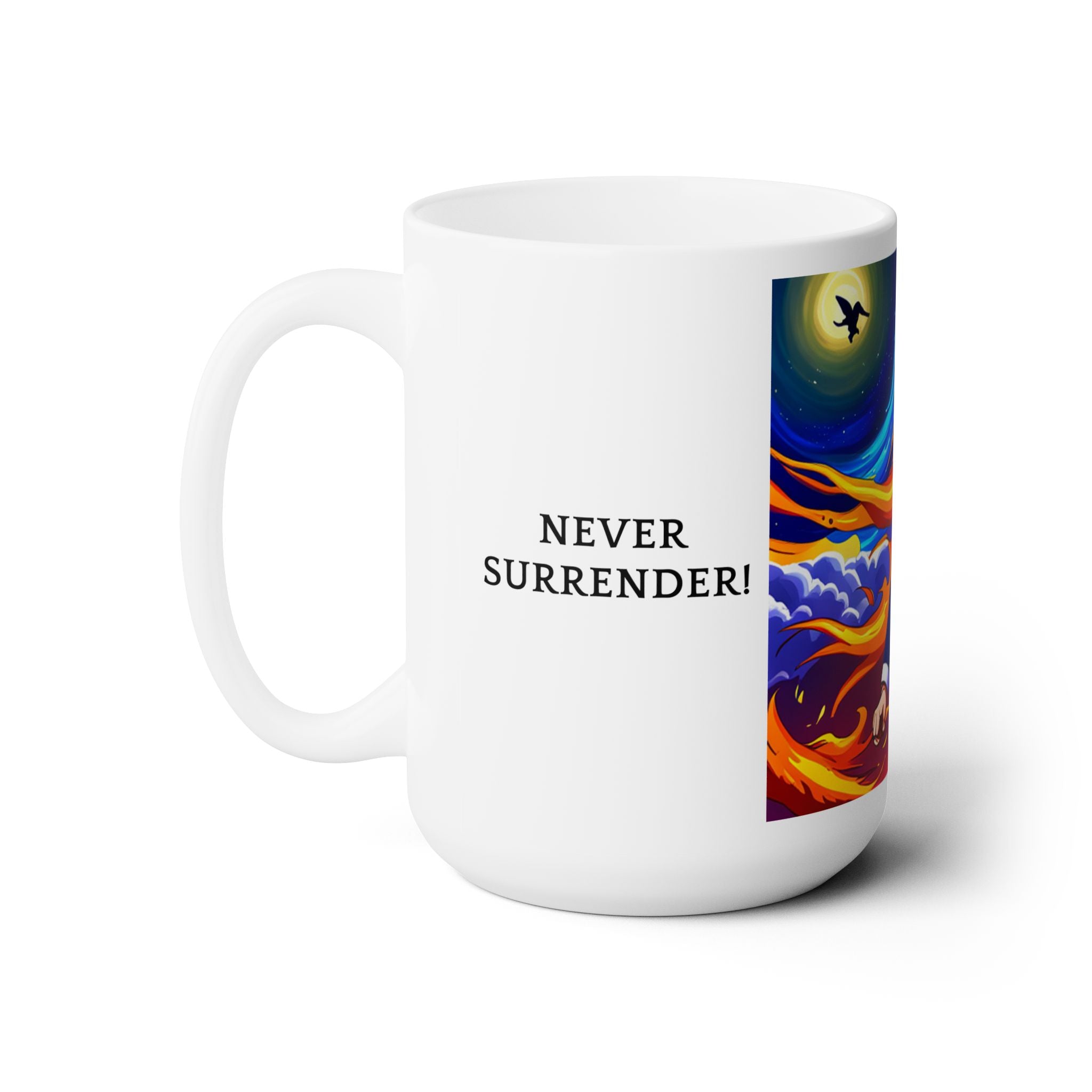 Donald Trump Never Surrender Anime Ceramic Coffee Tea Mug Best Funny Gift 15oz