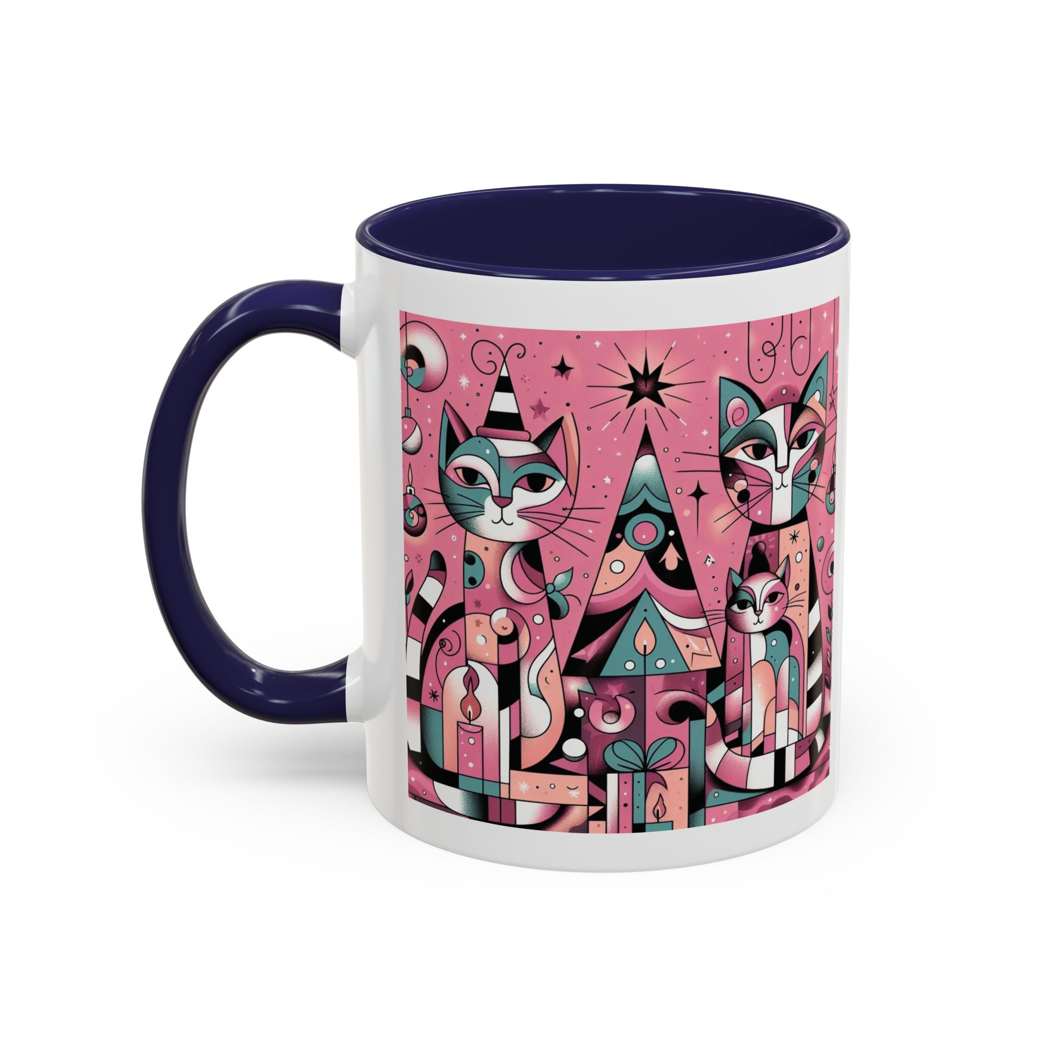 Christmas Mug Pink Cats Mug Mom Picasso Art Funny Coffee Tea Ceramic Cup Gift