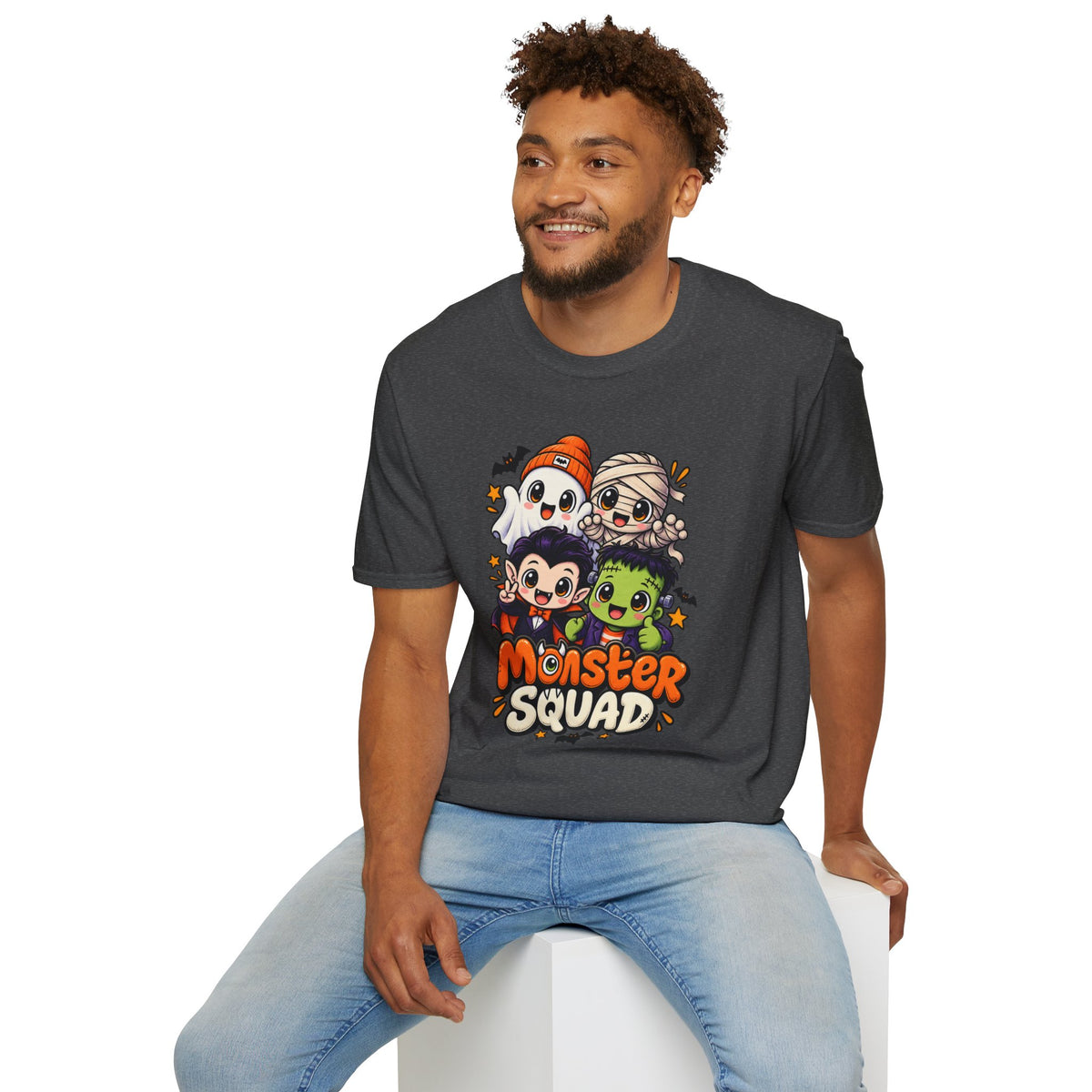 Funny Monster Squad Shirt | Cute Kawaii Halloween Tee | Ghost Mummy Vampire Frankenstein Graphic T-Shirt