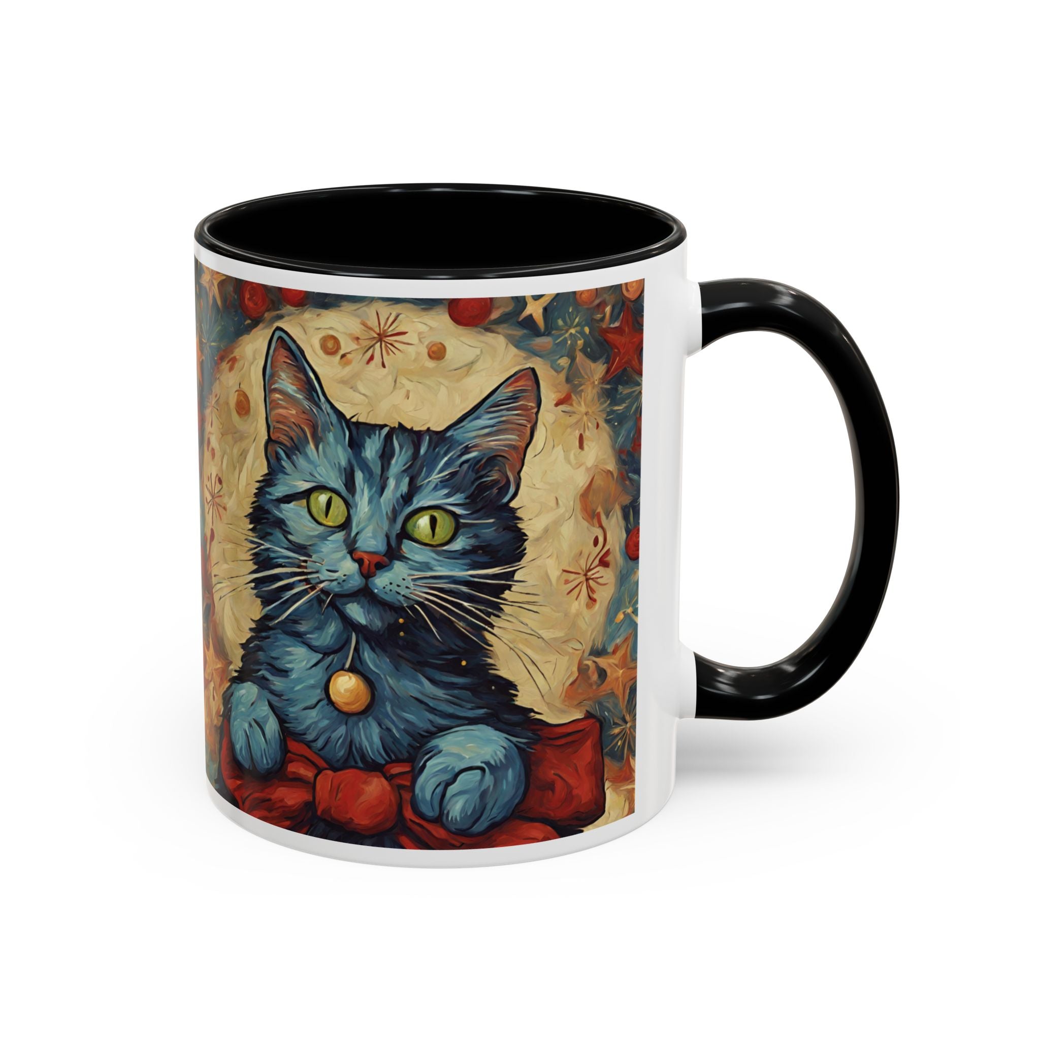 Christmas Mug Cat Mug Mom Lover Van Gogh Art Funny Coffee Tea Ceramic Mug