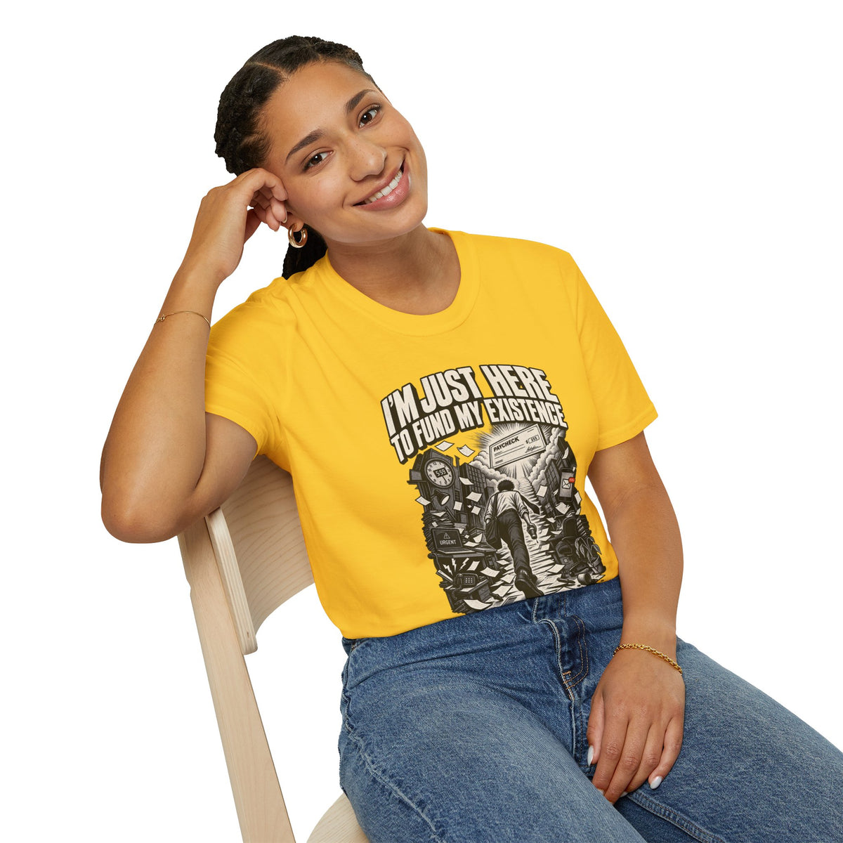 Funny Dark Humor Tshirt — Funny Office Tshirt Dark Humor Graphic Tee Unique Coworker Gift I'M JUST HERE TO FUND MY EXISTENCE Shirt