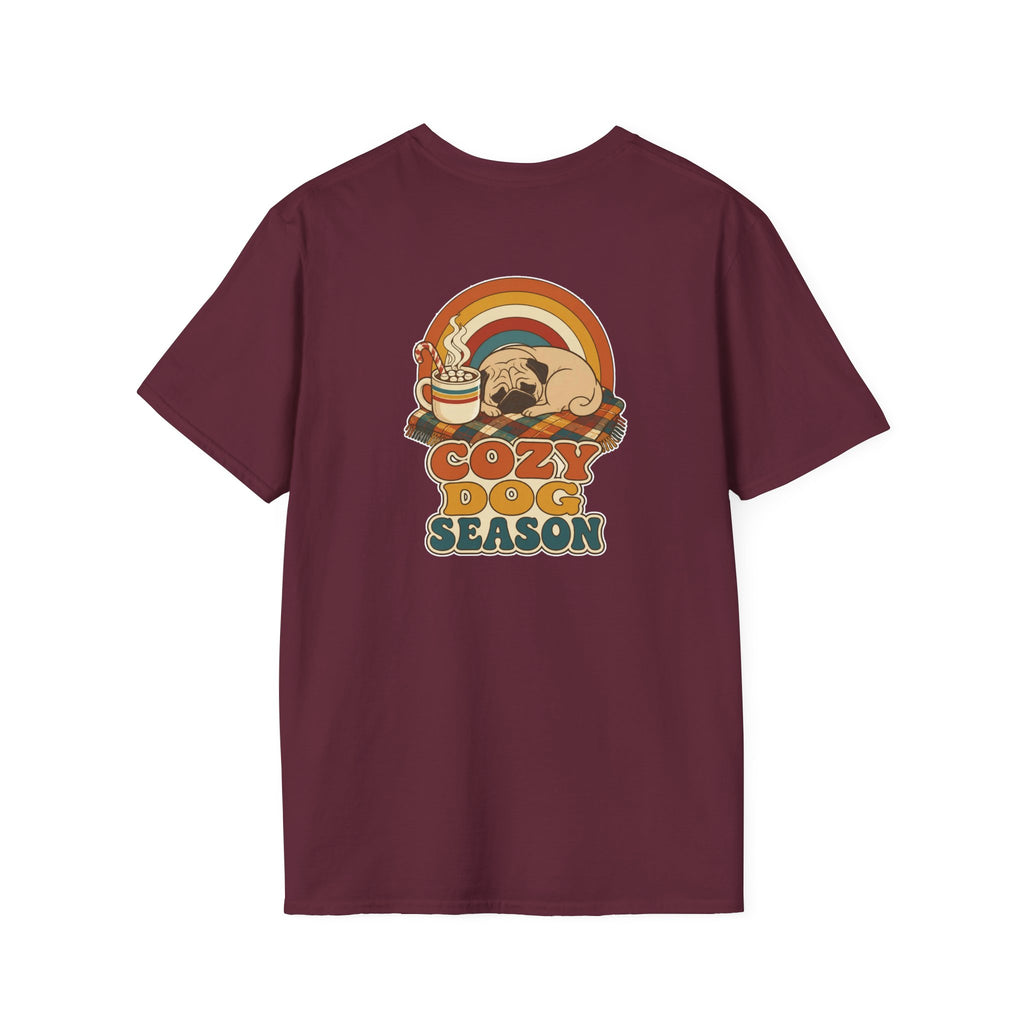 Retro Christmas Dog T-Shirt Cozy Dog Season Vintage Dog Lover Shirt Unisex Softstyle Tee Christmas Gift