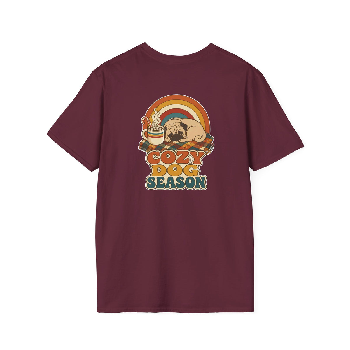 Retro Christmas Dog T-Shirt Cozy Dog Season Vintage Dog Lover Shirt Unisex Softstyle Tee Christmas Gift