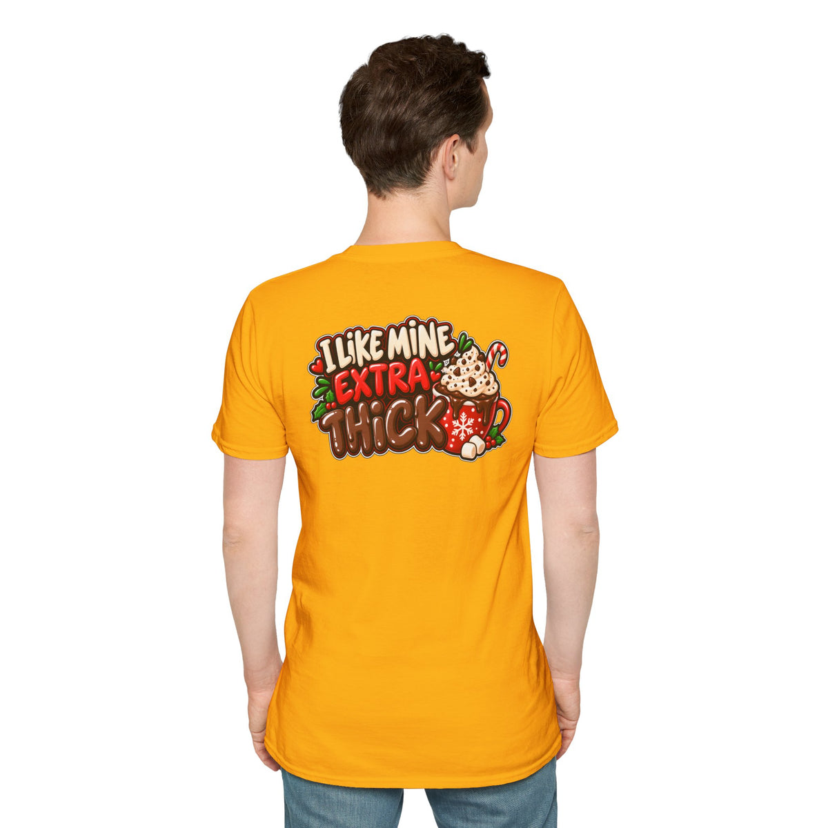 Funny Christmas Pun Tee Cheeky Holiday Shirt Dark Humor Funny Shirt I LIKE MINE EXTRA THICK T-Shirt Unique Gift
