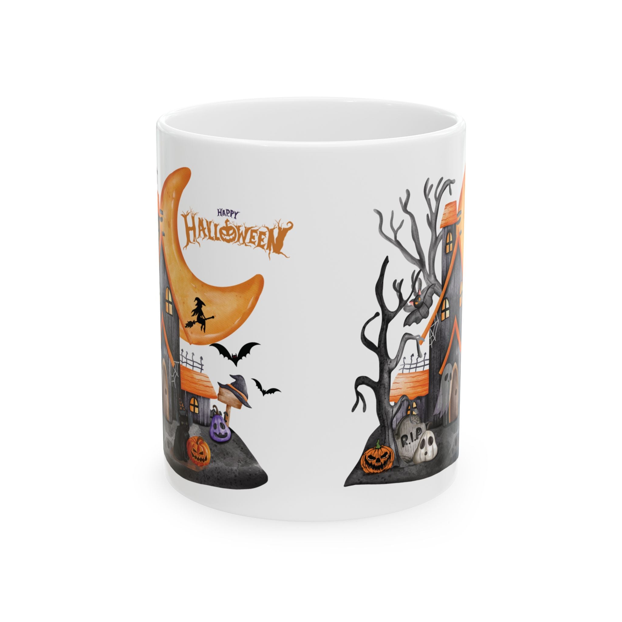Cute Happy Halloween Funny Coffee Mug Tea Gift For Kids Pumpkin Spooky Boo 11oz