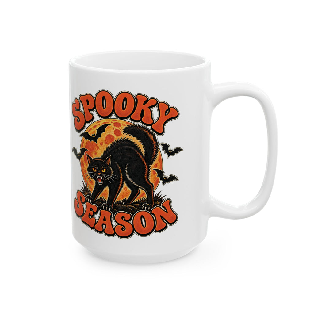 Retro Black Cat Halloween Mug | Vintage Spooky Season Coffee Mug | Halloween Cat Lover Gift