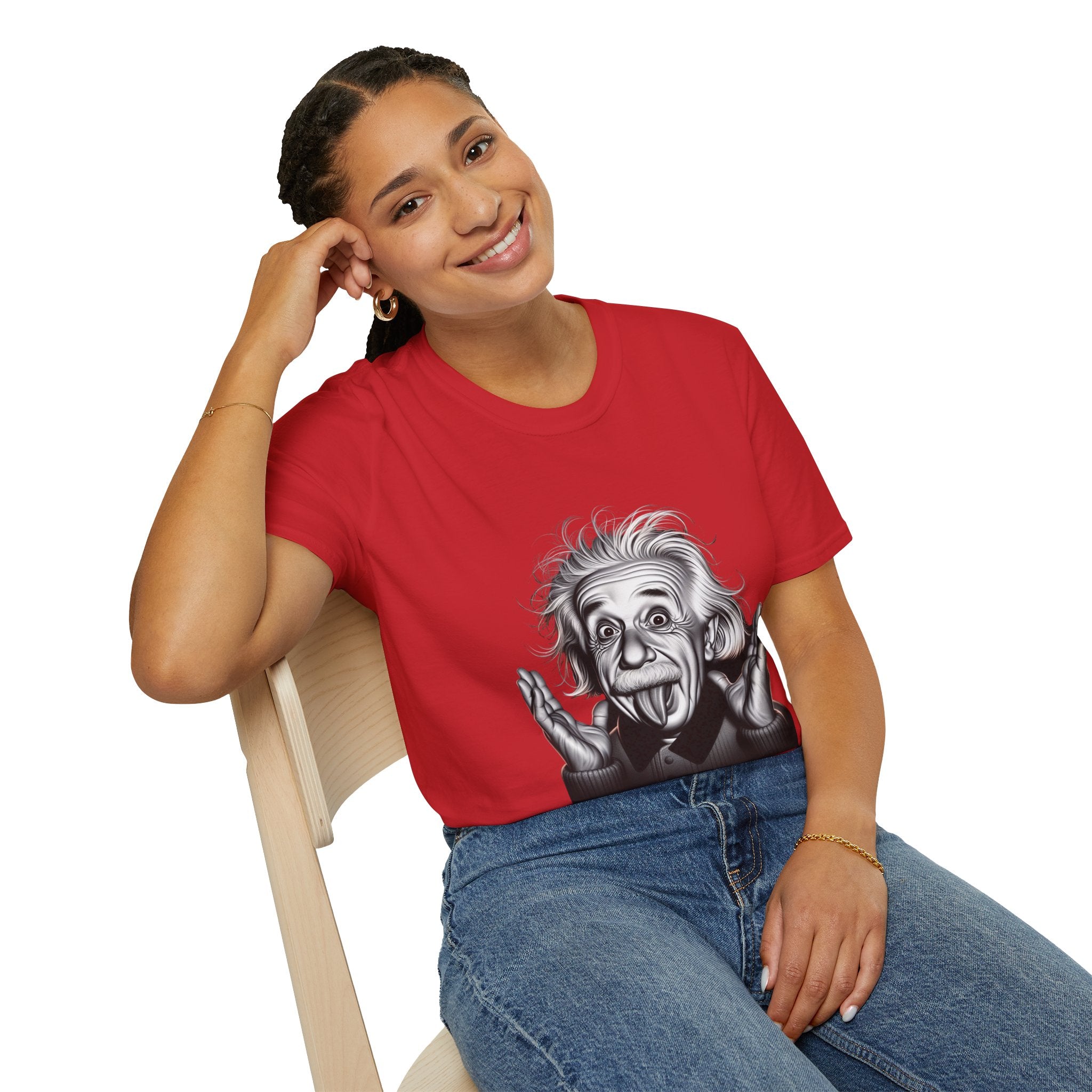 Funny Albert Einstein Print T-Shirt Unisex Softstyle T-Shirt Cotton Unique Gift