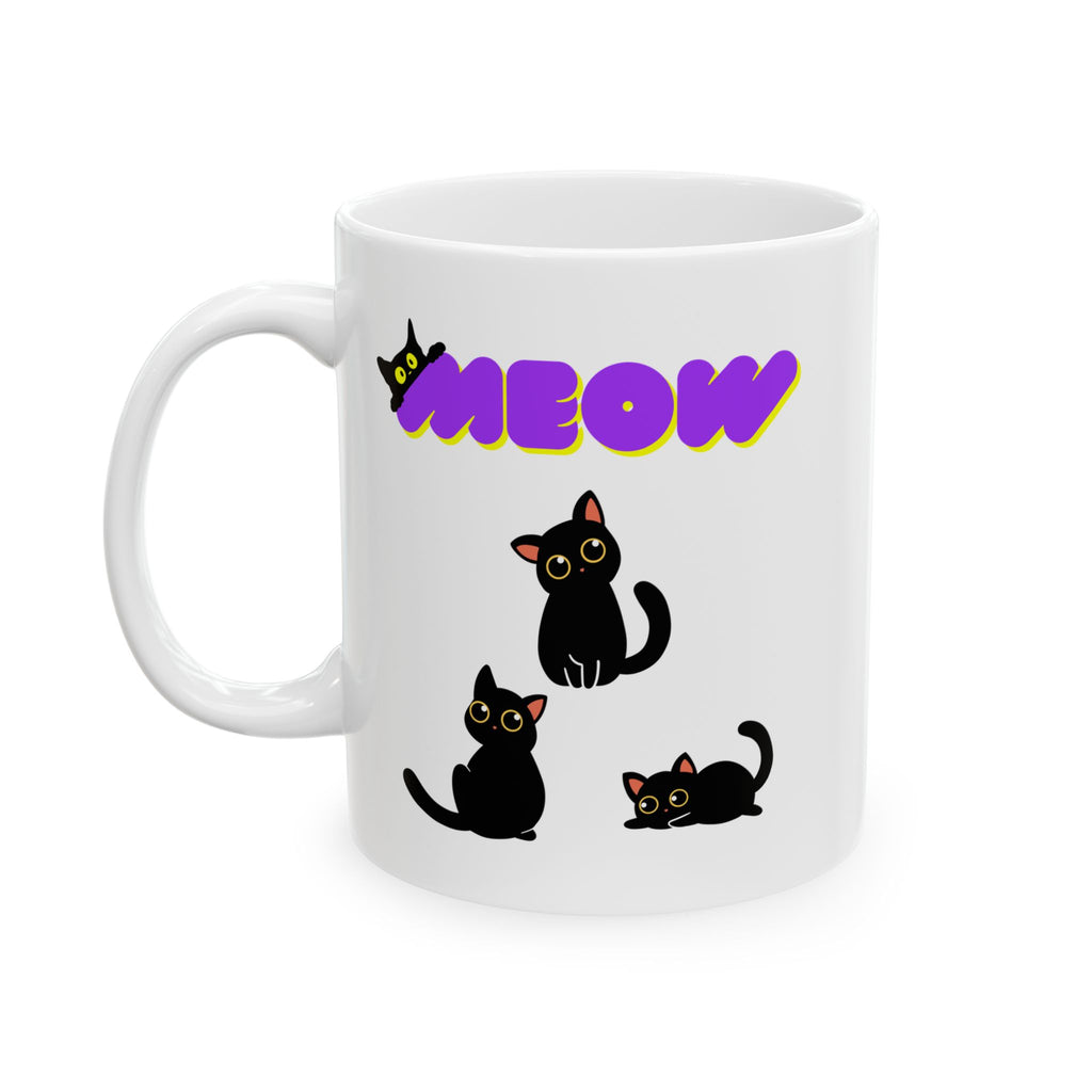 Cat Mug Tea Coffee Cup Ceramic Mug Meow Mug 11oz Unique Gift Kids Kitty Lovers