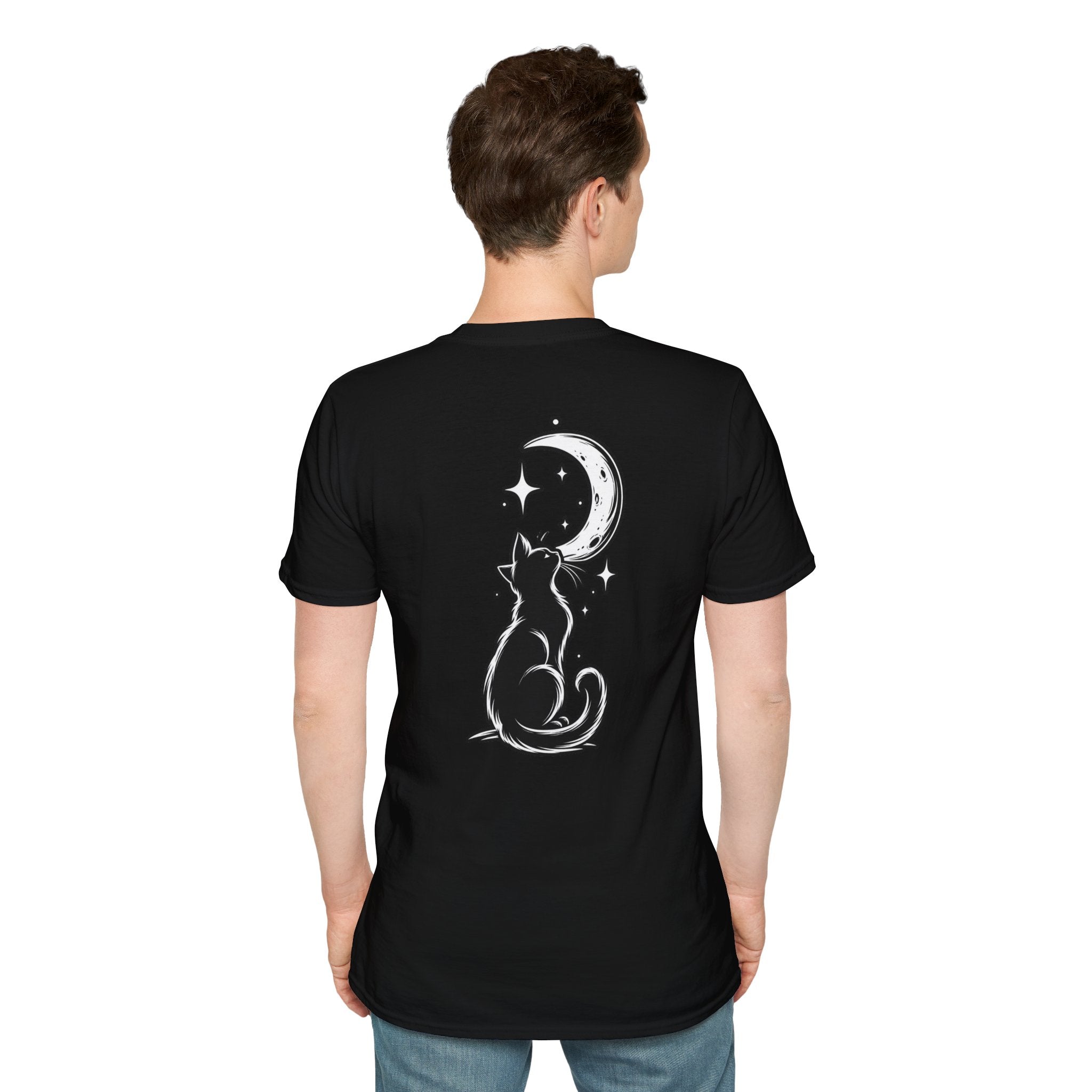 Black Cat Shirt Moon Silhouette Minimalist Funny Cat Lover Graphic Tee Unique Gift Black Cat T shirt