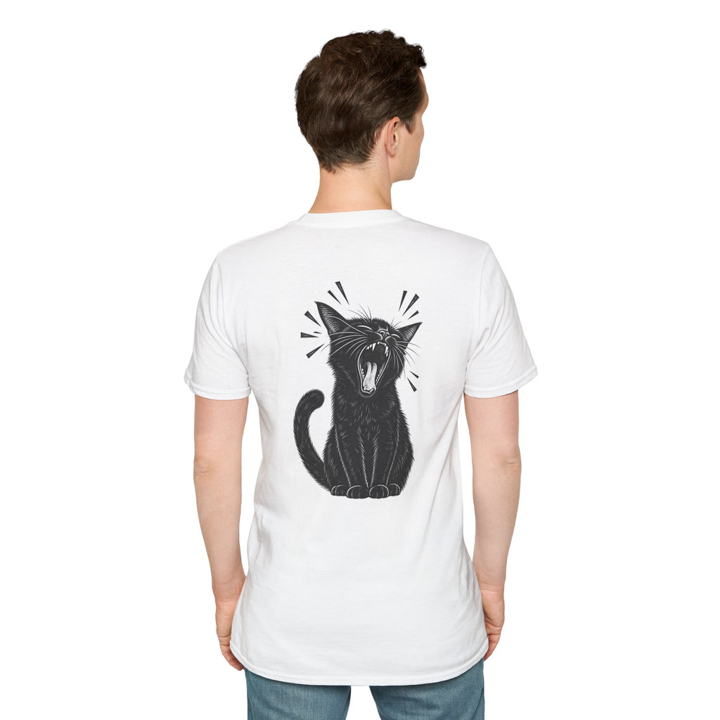 Black Cat Shirt Funny Yawn Comic Style Cat Lover Graphic Tee Unique Gift Black Cat T shirt
