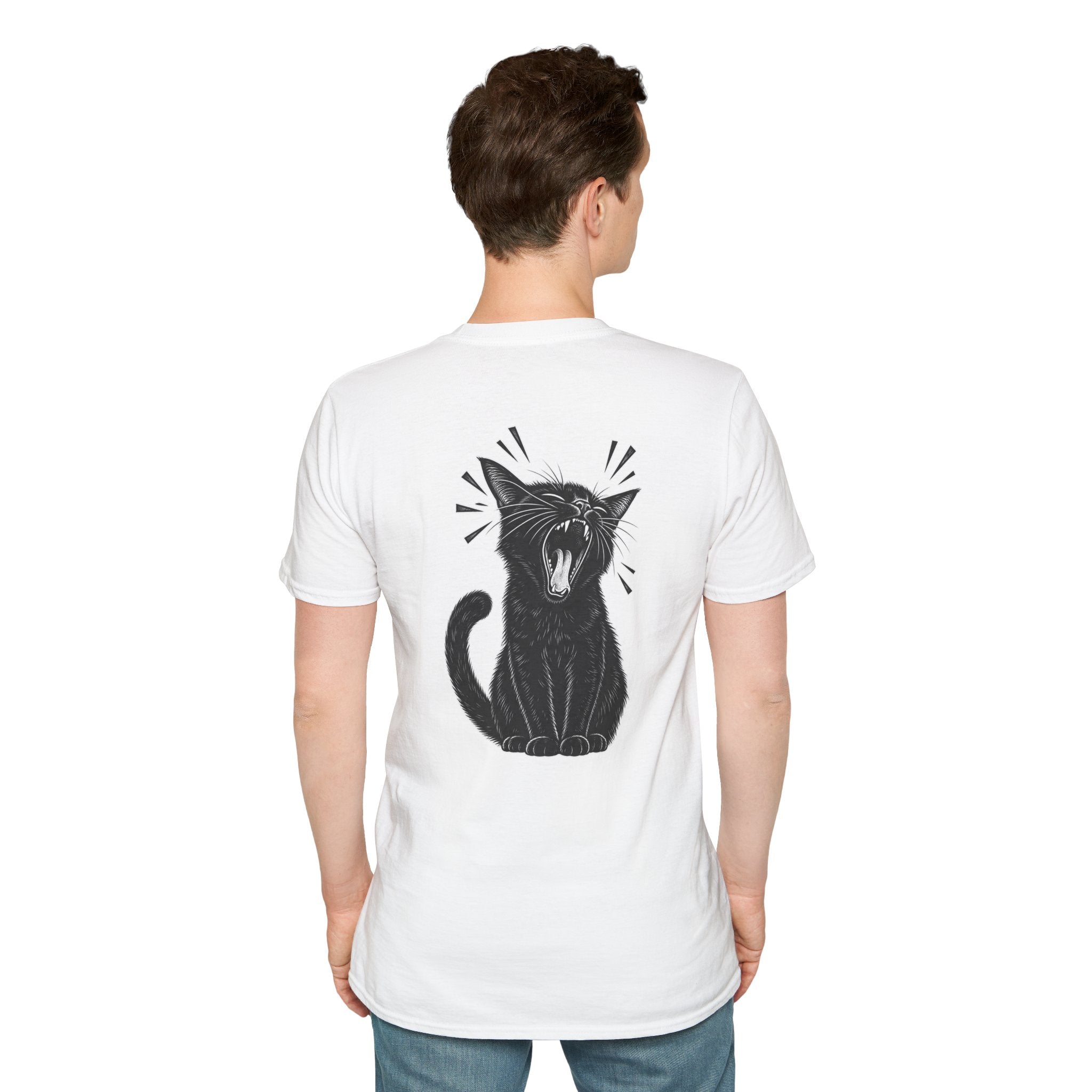 Black Cat Shirt Funny Yawn Comic Style Cat Lover Graphic Tee Unique Gift Black Cat T shirt