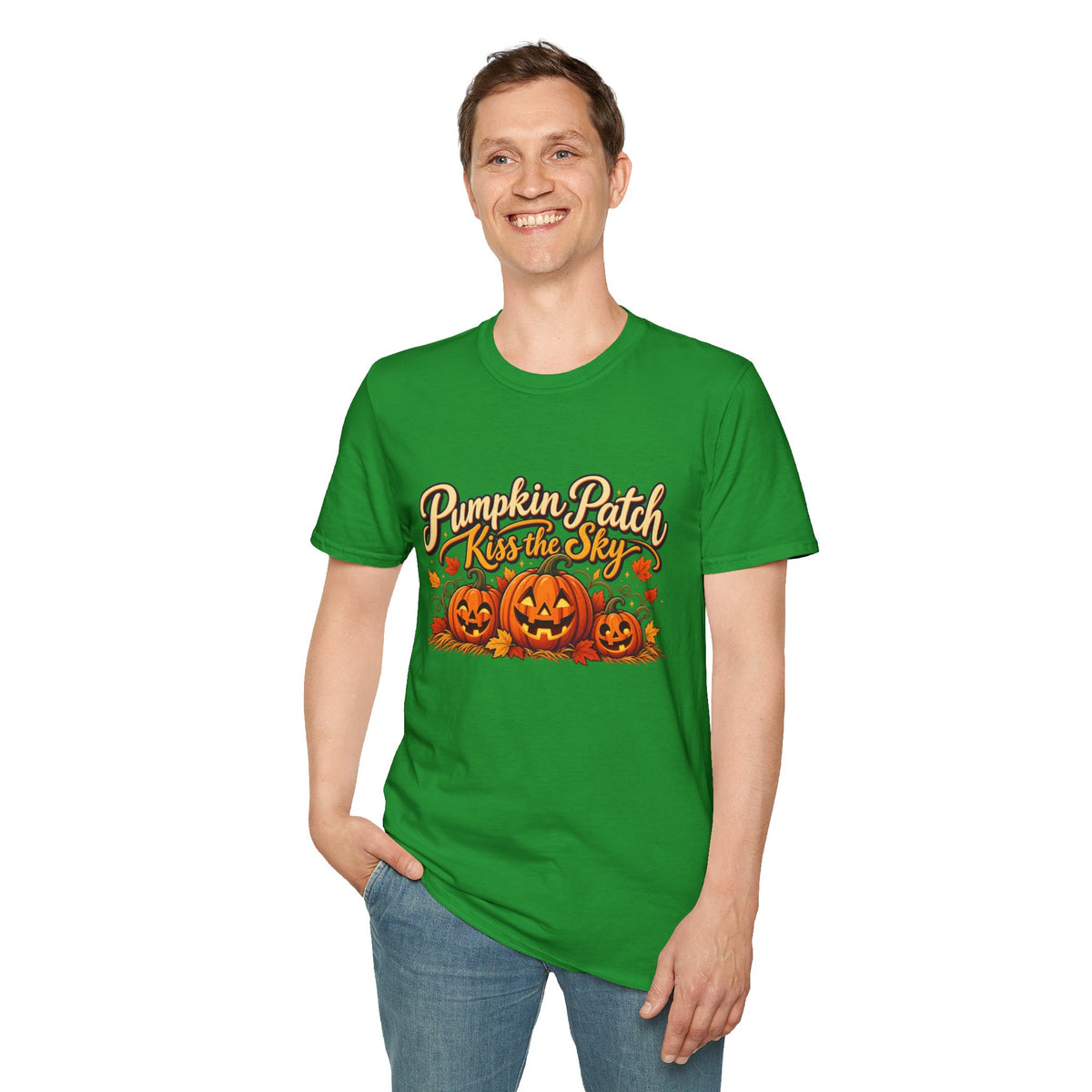 Pumpkin Patch Kiss the Sky Shirt | Cute Fall Jack-O'-Lantern Graphic Tee | Womens Halloween T-Shirt