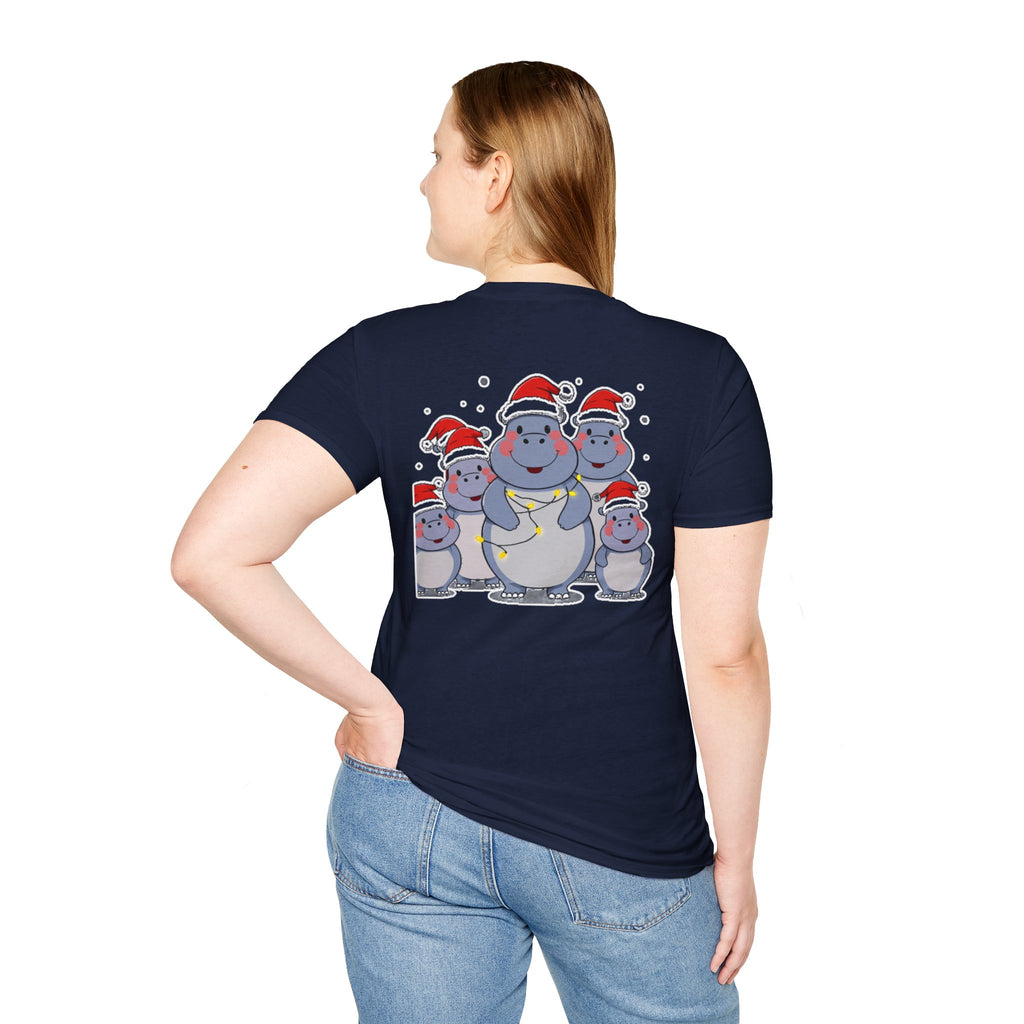 Christmas Hippos Family T-Shirt | Cute Cartoon Unique Holiday Gift Shirt