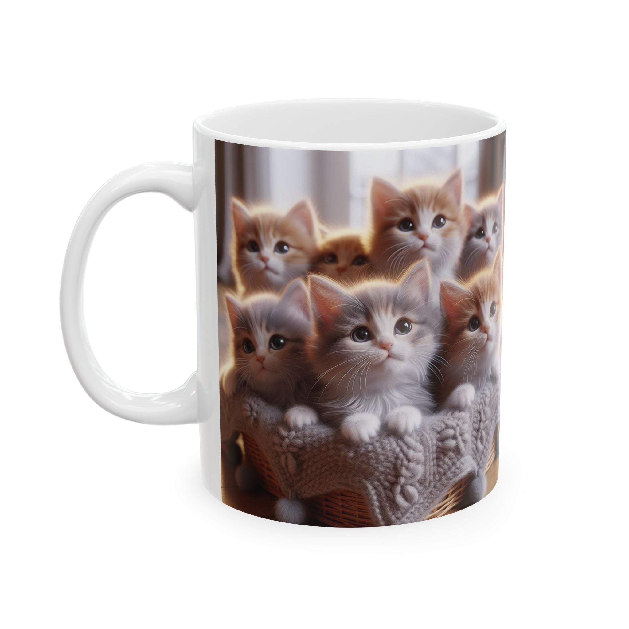 Cat Mug 11 oz Funny Ceramic Coffee Mug/Cup 3D “Litter Of Kittens” Cat Lover Gift