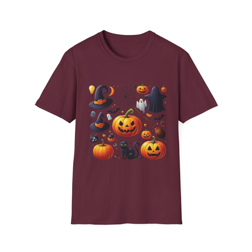Halloween Pumpkin Face Funny Scary Mens Cotton T-Shirt Tee Top Unisex Women Gift
