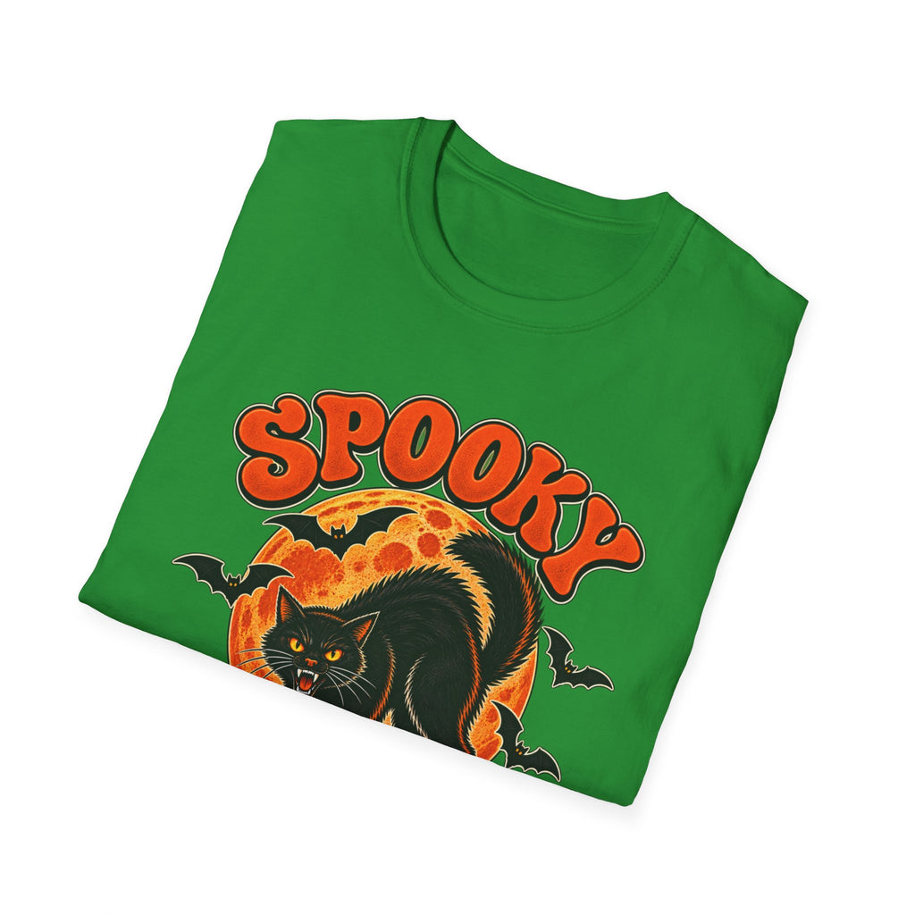 Retro Black Cat Halloween Shirt | Vintage Spooky Season Graphic Tee | Womens Halloween T-Shirt