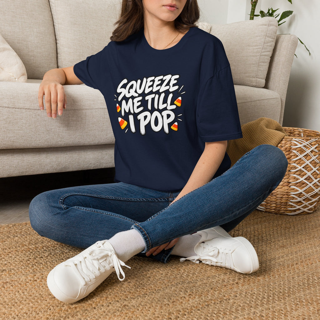 Funny Halloween Shirt Squeeze Me Till I Pop Candy Corn Novelty Tee Graphic T-Shirt