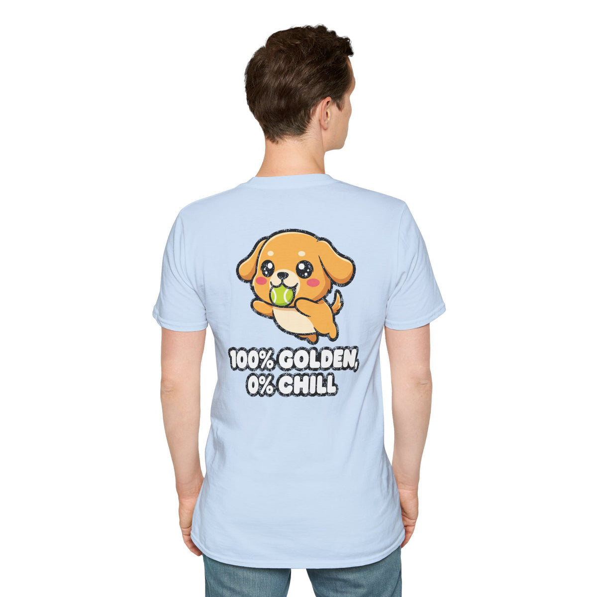 Cute Golden Retriever Shirt 100% Golden, 0% Chill Funny Dog Lover Unisex Softstyle Tee Gift