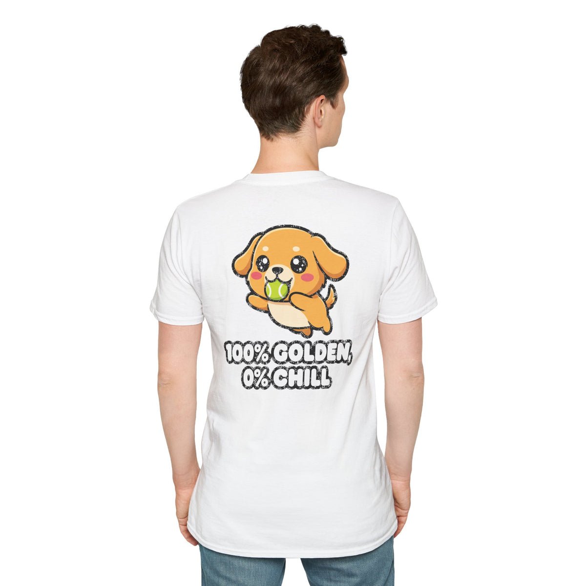 Cute Golden Retriever Shirt 100% Golden, 0% Chill Funny Dog Lover Unisex Softstyle Tee Gift
