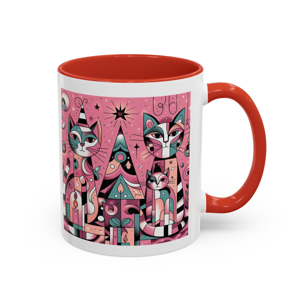 Christmas Mug Pink Cats Mug Mom Picasso Art Funny Coffee Tea Ceramic Cup Gift