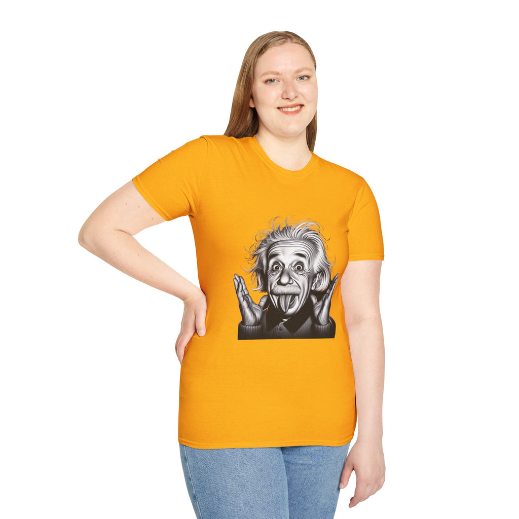Funny Albert Einstein Print T-Shirt Unisex Softstyle T-Shirt Cotton Unique Gift