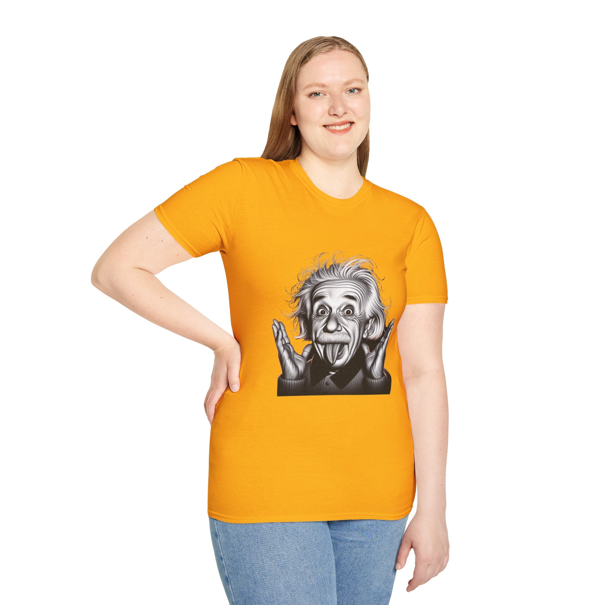 Funny Albert Einstein Print T-Shirt Unisex Softstyle T-Shirt Cotton Unique Gift