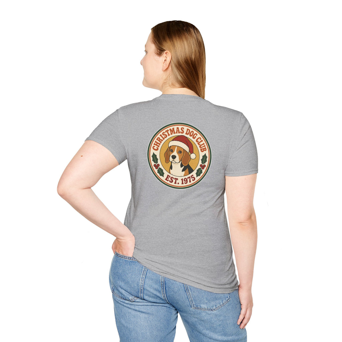 Retro Christmas Dog T-Shirt Christmas Dog Club Vintage Dog Lover Shirt Unisex Softstyle Tee Christmas Gift