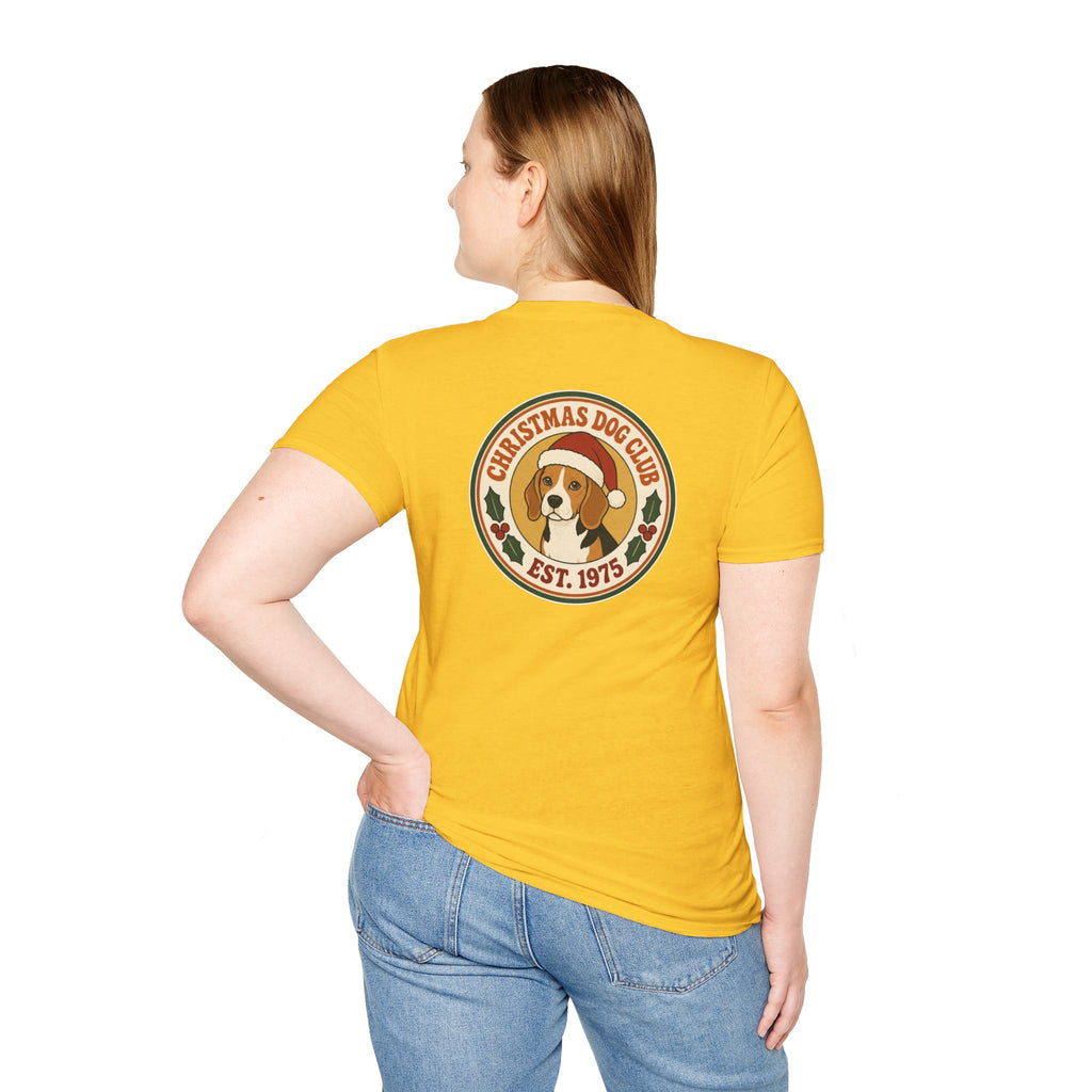 Retro Christmas Dog T-Shirt Christmas Dog Club Vintage Dog Lover Shirt Unisex Softstyle Tee Christmas Gift