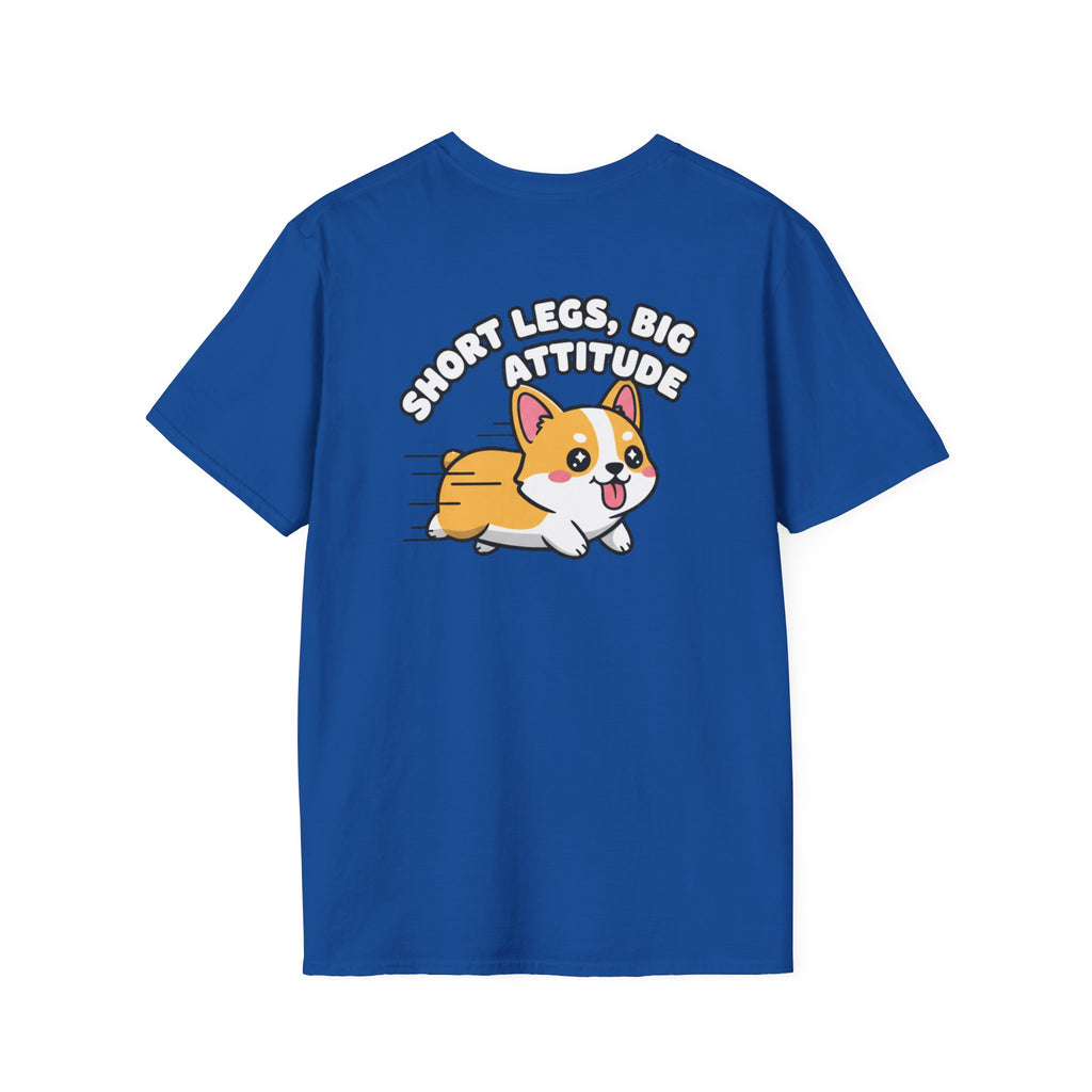 Cute Corgi Shirt Short Legs, Big Attitude Funny Dog Lover Unisex Softstyle Tee Gift
