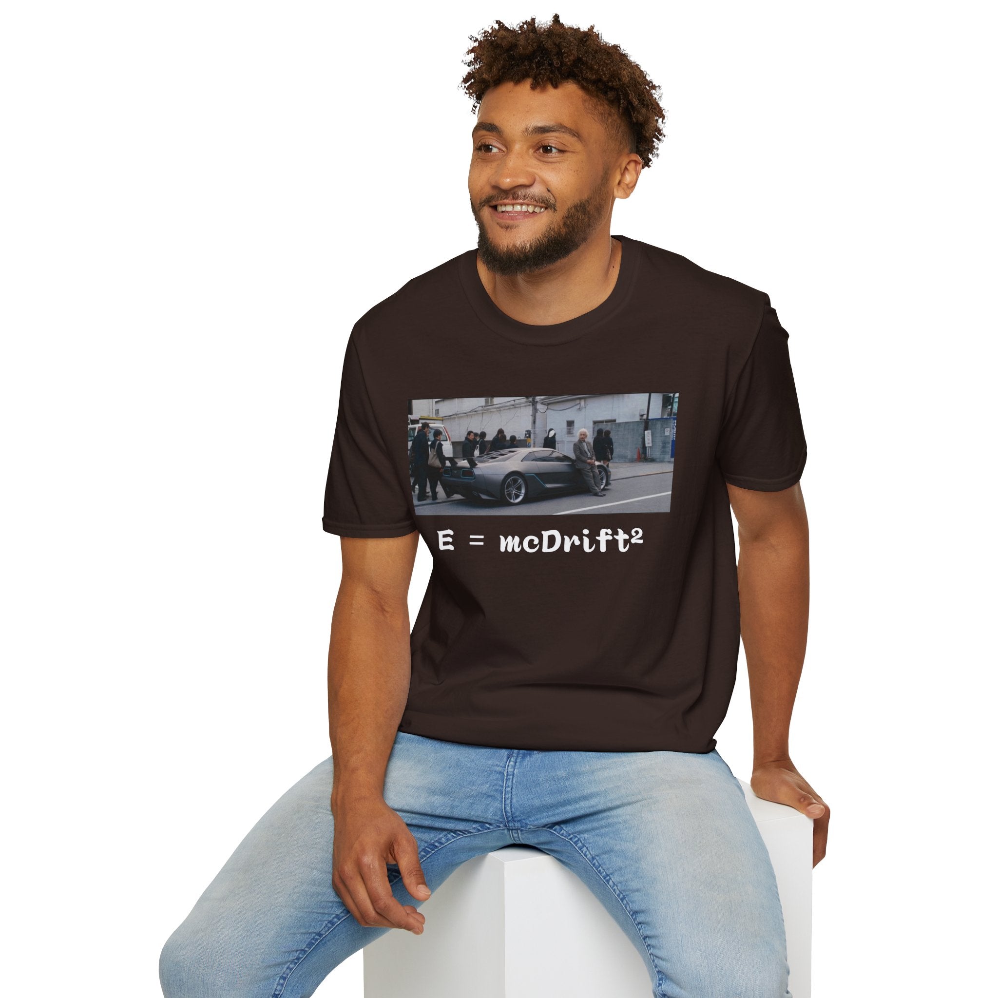 Funny Einstein Drift T-Shirt Speed Racing Car Unisex Softstyle TShirt Gift Men