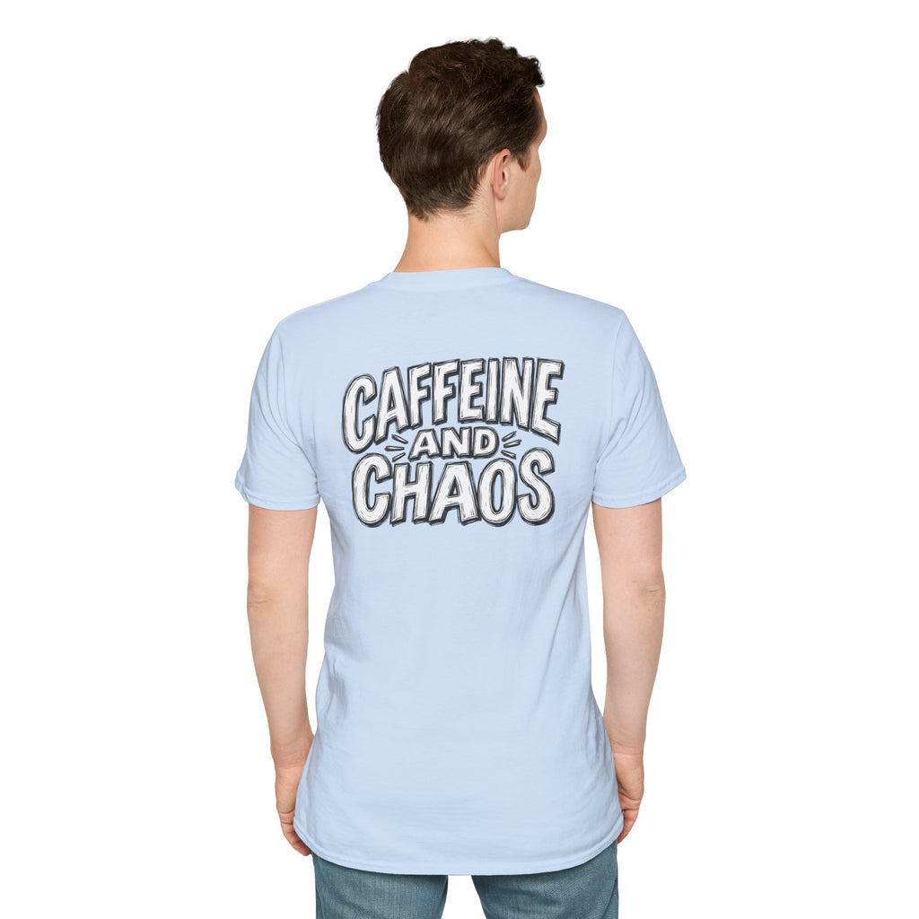 Funny Caffeine and Chaos Shirt Coffee Lover Graphic Tee Dark Humor Tshirt Funny Office Tshirt