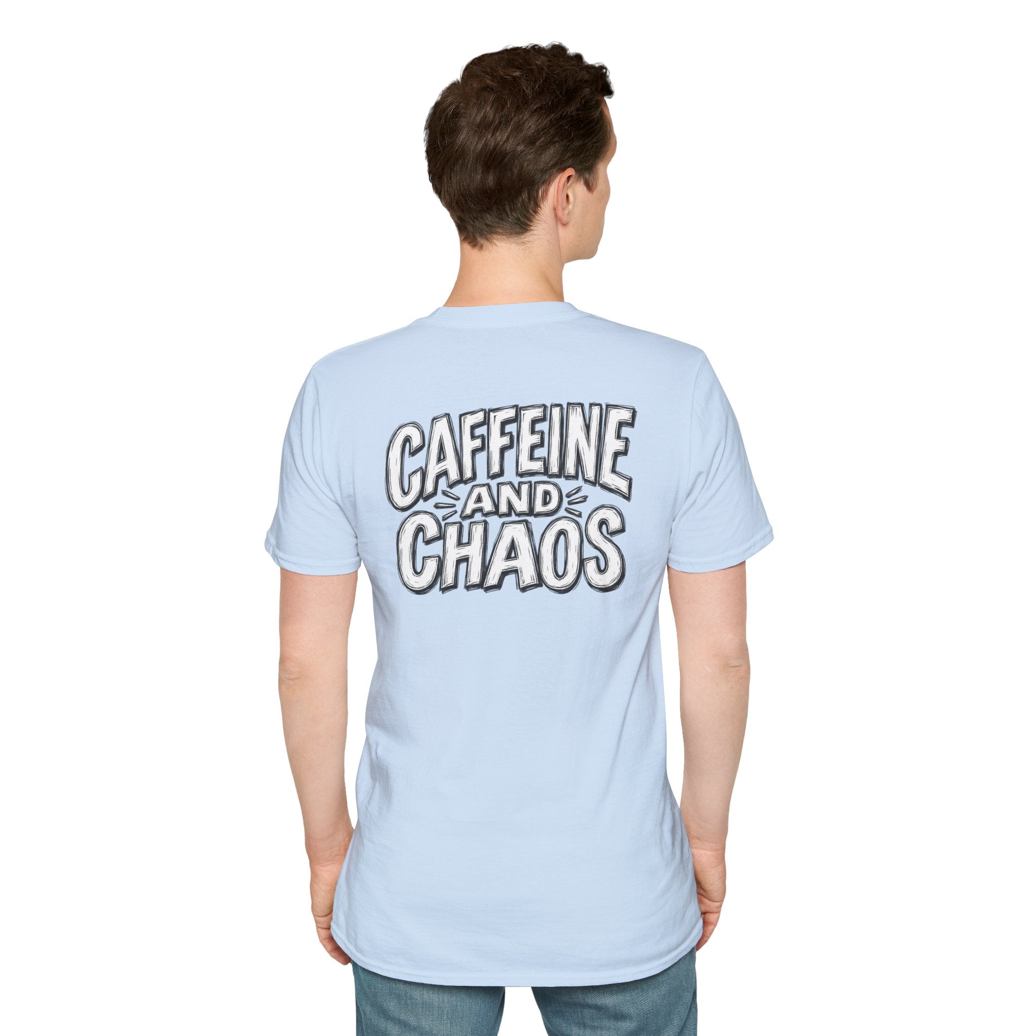 Funny Caffeine and Chaos Shirt Coffee Lover Graphic Tee Dark Humor Tshirt Funny Office Tshirt