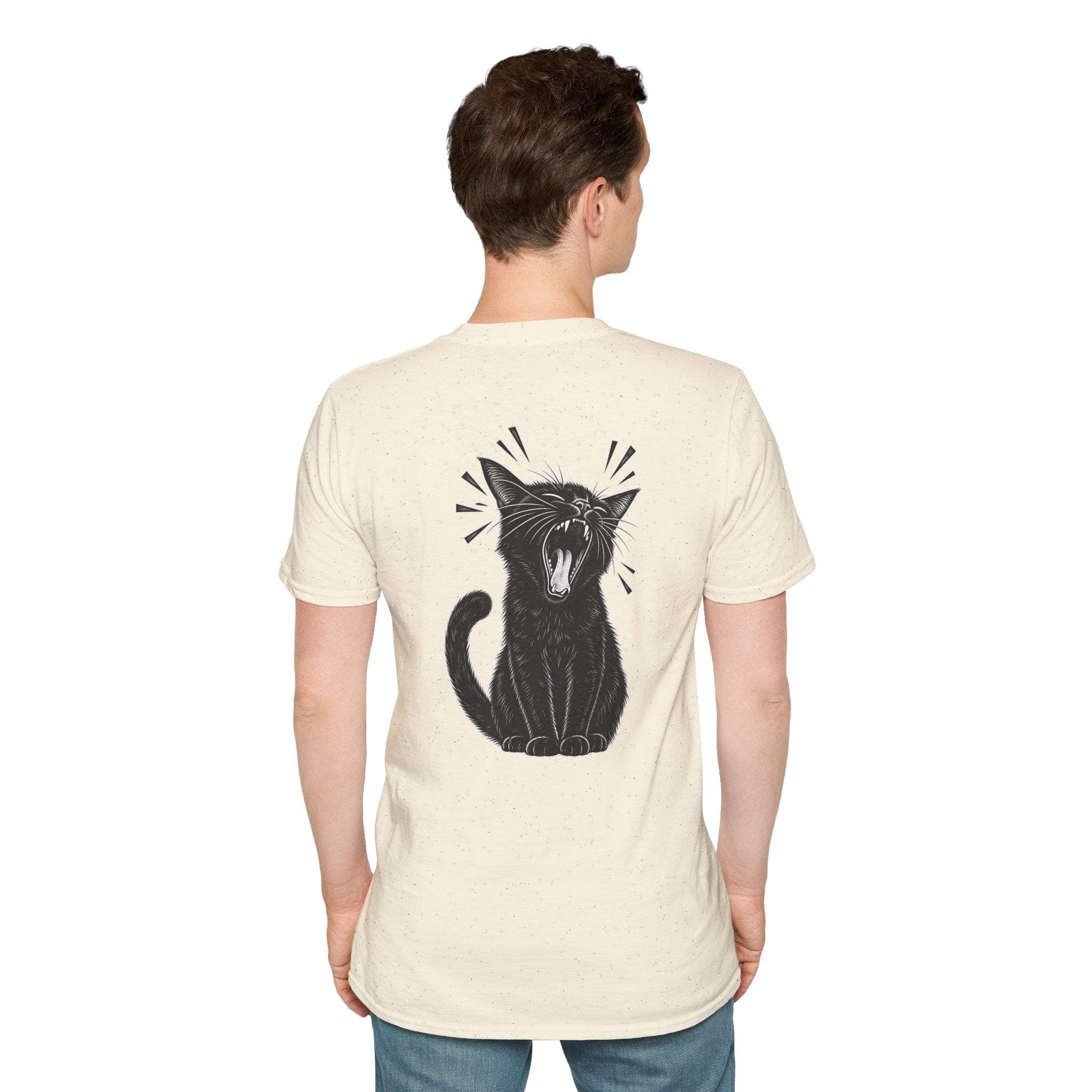 Black Cat Shirt Funny Yawn Comic Style Cat Lover Graphic Tee Unique Gift Black Cat T shirt