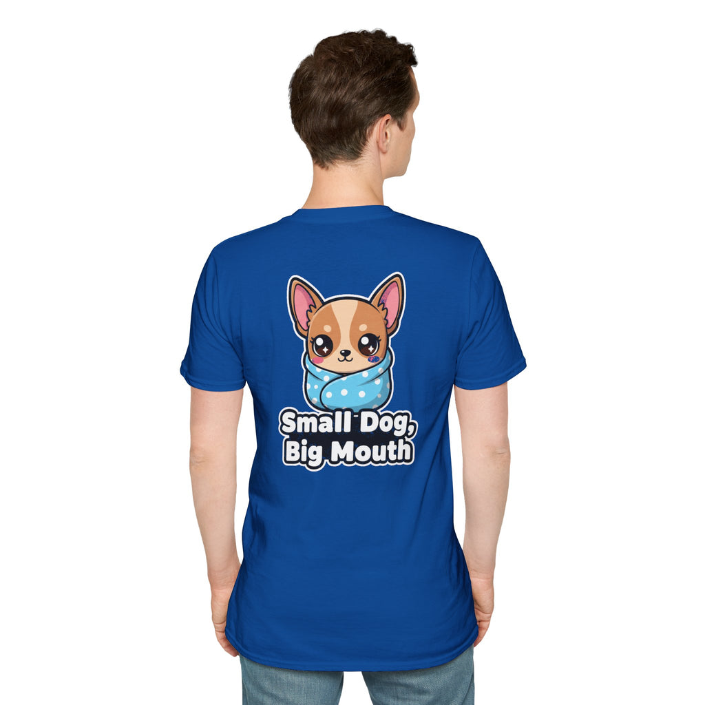 Cute Chihuahua Shirt Small Dog, Big Mouth Funny Dog Lover Unisex Softstyle Tee Gift