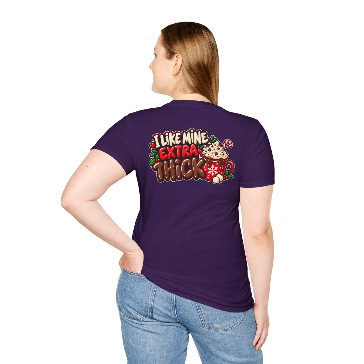 Funny Christmas Pun Tee Cheeky Holiday Shirt Dark Humor Funny Shirt I LIKE MINE EXTRA THICK T-Shirt Unique Gift