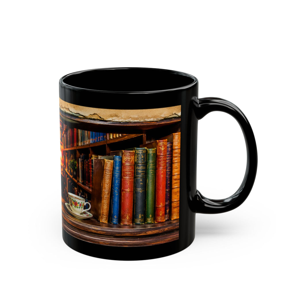 Funny 3D Bookshelf Mug Library Hole-in-Wall Coffee Cup Book Lover Gift Black Mug